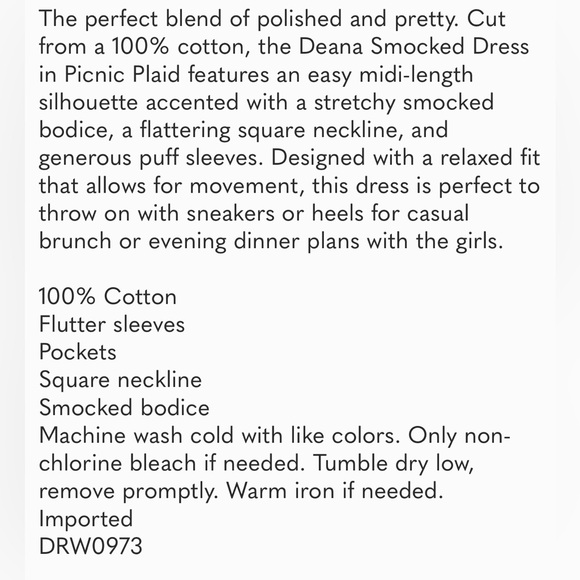 NWOT Draper James Deana Smocked Angie Plaid Cotton Dress Size 2x - Picture 16 of 16